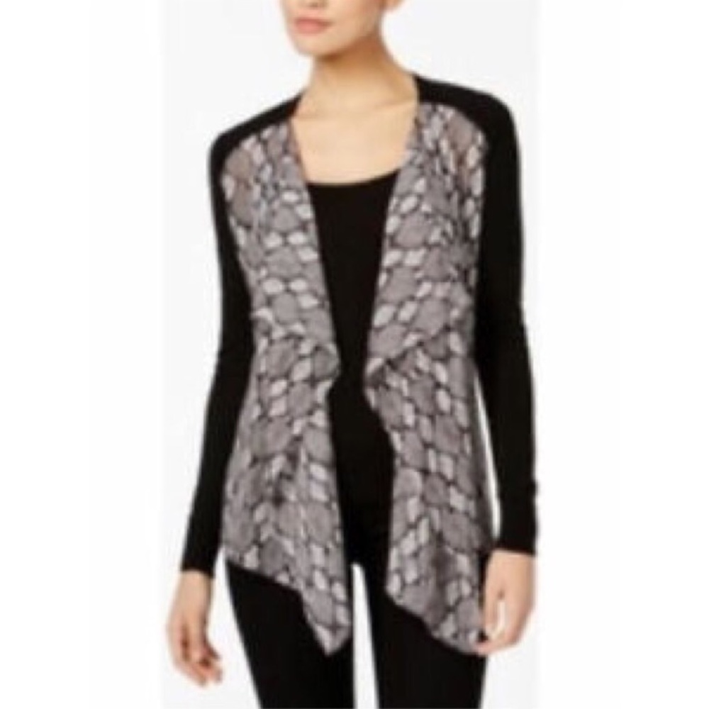 Michael Kors Snakeskin Open Draped Cardigan - Picture 2 of 8